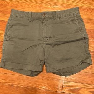 Olive green khaki shorts, J. Crew, 5” inseam